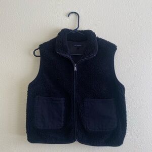 Blu Pepper Black Sherpa Vest with Denim Pockets